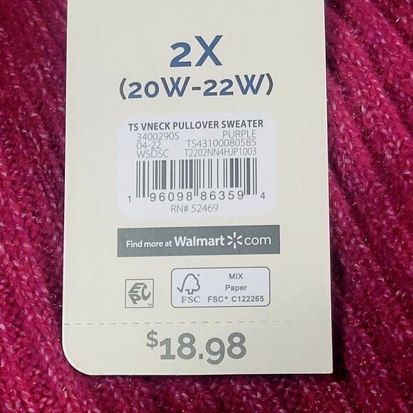 Terra & Sky Women’s Plus Size V-Neck Tunic Sweater 20W-22W NWT - Picture 8 of 9